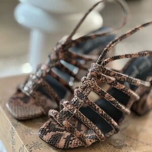 Women's Strappy Snakeskin Sandals